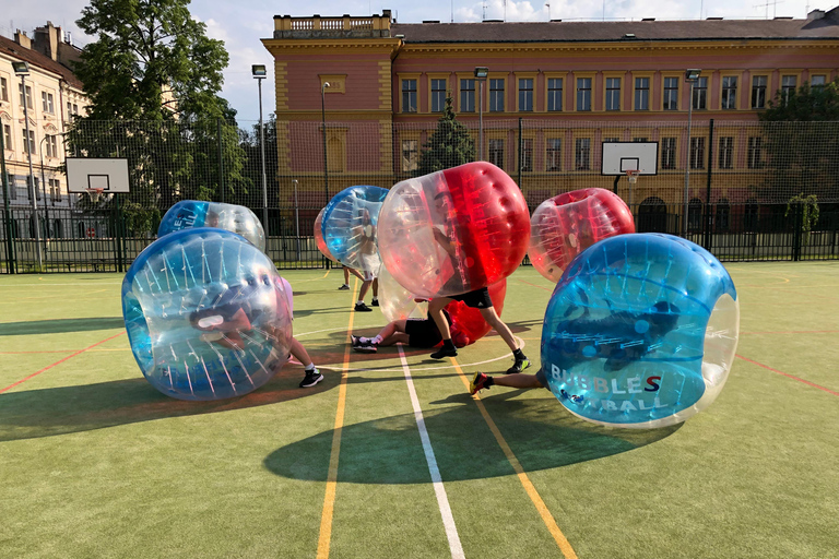 Prague: Bubbles football in city centre of Prague