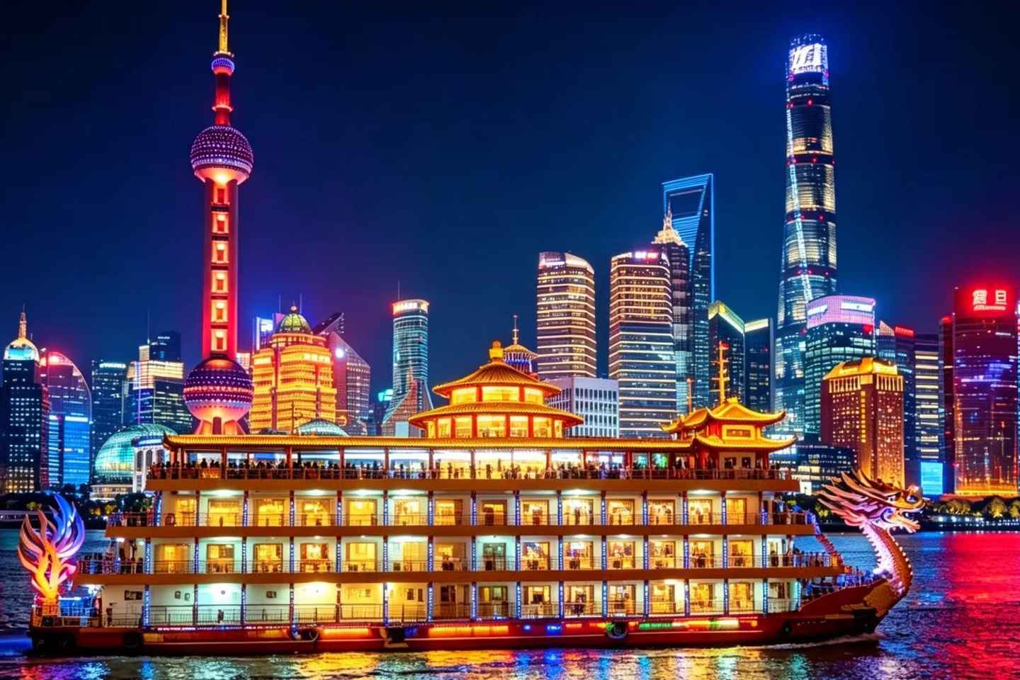 Shanghai: The Bund's Glittering Lights from the Huangpu