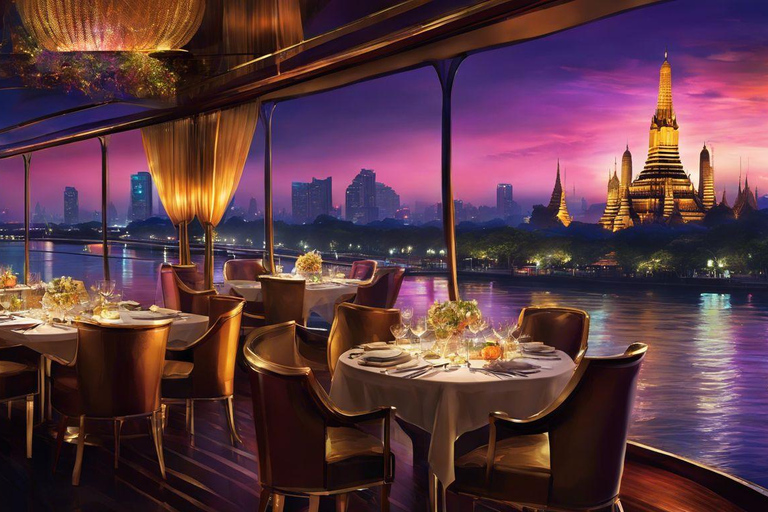 Bangkok: Cruzeiro com jantar no White Orchid Chao Phraya com cerveja grátisPartida de Iconsiam