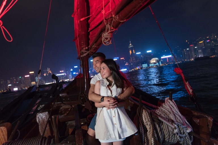 Hong Kong: Victoria Harbour Antieke BoottochtSymfonie van de Lichtjes Nacht Tour