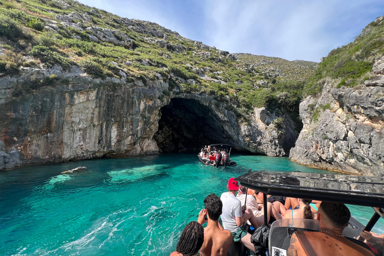 Golem to Grama Bay, Blue Cave & Secret Canyons by Speedboat Tirana/Golem: Grama Bay,Blue Cave & Hidden Bays by Speedboat