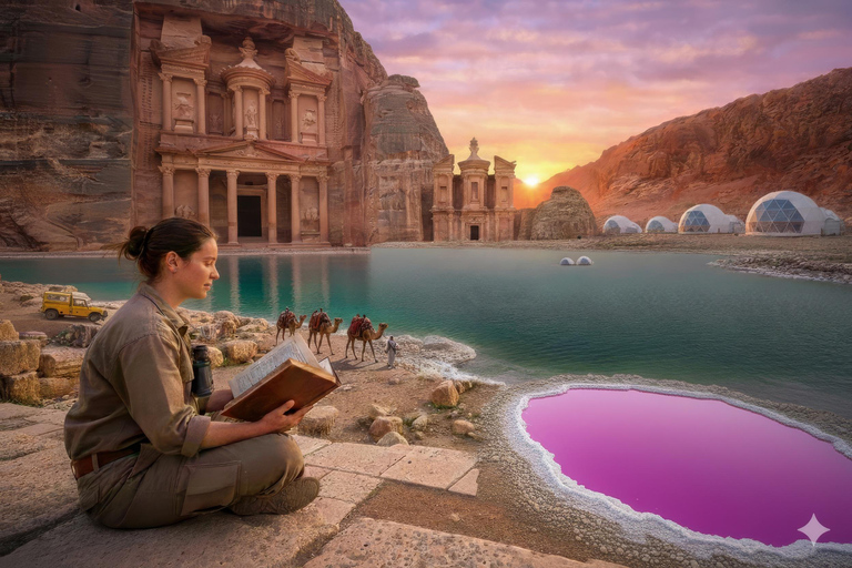 3-Day:Amman City Tour, Petra, Wadi Rum, Pink Lake & Dead Sea Amman: 3-Day Private Tour Accommodation and Transport