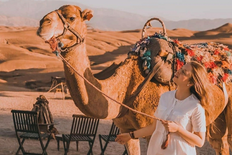 Desde Marrakech Paseo en camello y cena al atardecer en el desierto de AgafayDesde Marrakech: Paseo en camello y cena al atardecer en el desierto de Agafay