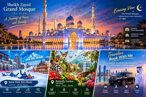 From Dubai:Abudhabi Sheikh Zayed Mosque & Butterfly Garden