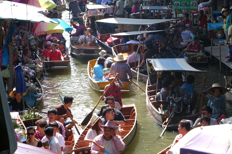 Visite combinée du marché flottant de Damnoen Saduak et d'Ayutthaya