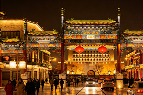 Beijing: Qianmen Street Guided Night Tour & Zhajiang Noodle Option 2: Meet Guide at Laoshe Teahouse