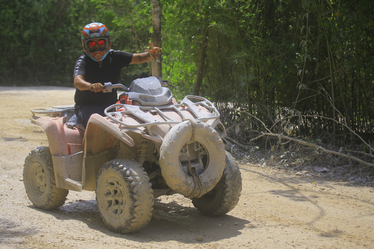 Puerto Morelos: Jungle ATV Adventure, Ziplines and Cenote Single ATV from Tulum