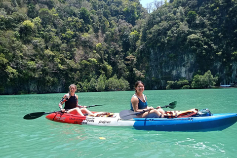 Krabi: Excursión a la isla de Hong en barco de cola larga con opción de kayakTour turístico con kayak