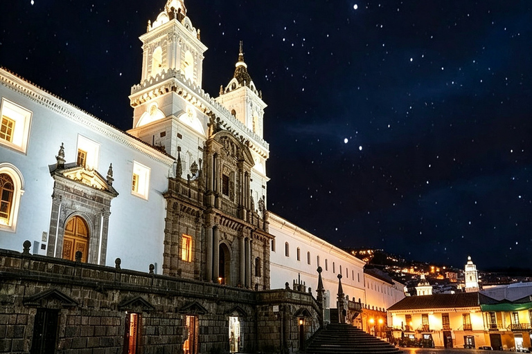 Quito: Dark tourism, Basilica, San Diego Cemetery, El Panecillo at night Quito: Necrotourism, Basilica, San Diego Cemetery, Panecillo at Night