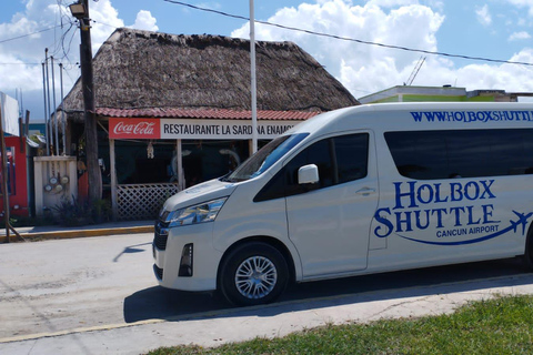 CANCUN AIPORT TO HOLBOX FERRY SHARED SHUTTLE18:00 WSPÓLNY TRANSFER Z LOTNISKA CANCUN DO PROMU HOLBOX 18:00