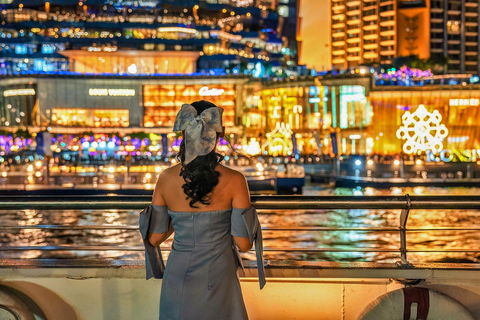 Bangkok Chao Phraya Cruise with Luxury Buffet & Open Deck Private Transfer |Wat Paknam+Chao Phraya Night Cruise Buffet