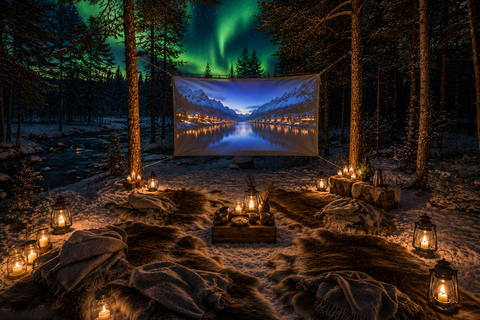 Tromsø: Arctic Forest Evening with Outdoor Cinema & Snacks