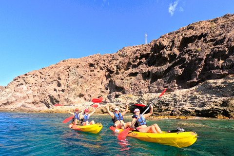 CABO DE GATA: GUIDED KAYAK ROUTE + SNORKEL + FREE PHOTOS