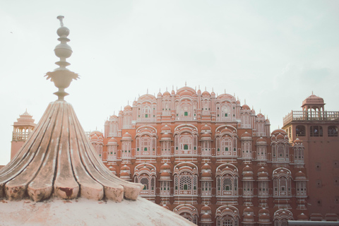 Tour privado nocturno de Jaipur con puesta de sol en el Templo de los MonosVisita nocturna a Jaipur en coche