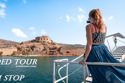 Elounda: Spinalonga Guided Boat Tour with BBQ and Swimming