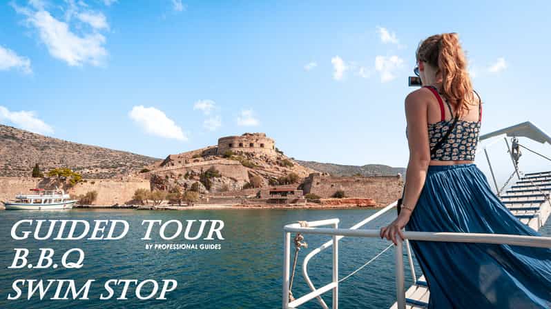 Elounda: tour guidato in barca a Spinalonga con barbecue e nuoto