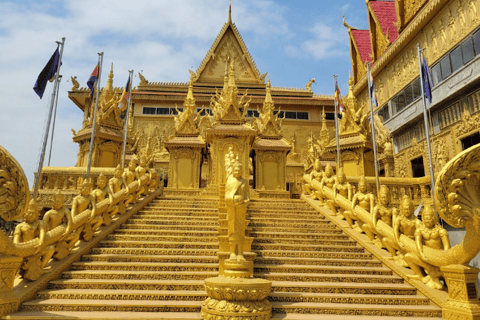 Phnom Penh: Silk Islands, Mekong River Life & Golden Temple Afternoon: Private Tour by Tuk-Tuk -English-Speaking Driver