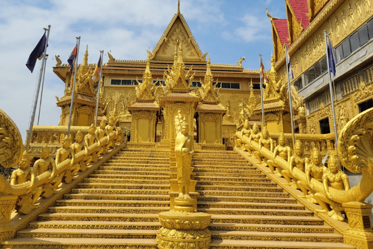 Phnom Penh: Silk Islands, Mekong River Life & Golden Temple Afternoon: Private Tour by Tuk-Tuk -English-Speaking Driver