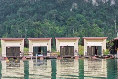 Khao Sok: Overnight Cheow Lan Lake Floating Raft House Join: Raft House Double Fan Room/Private Toilet - Coral Cave