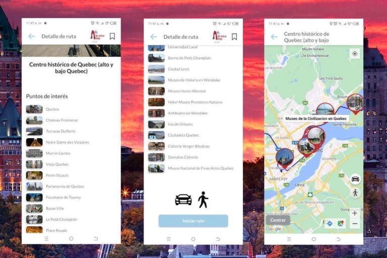Self-guided routes APP with audio guide APP Self-Guided Routes Quebec with Audio Guide
