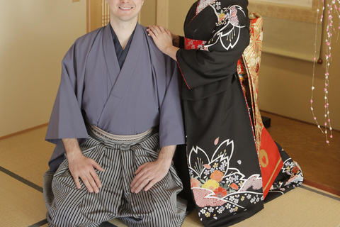 Tempio di Kyoto Kiyomizu: servizio fotografico di coppia Maiko e Samurai