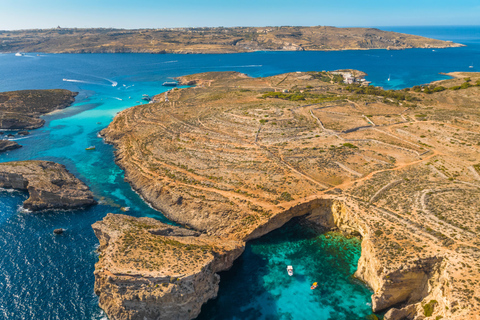 Comino : croisière en bateau vers le lagon bleu, le lagon de cristal et les grottes