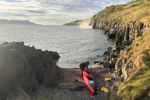 Akureyri: Tandem Kayaking with Geothermal Waterfall Visit