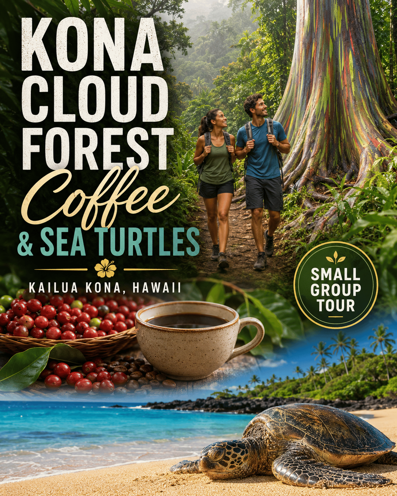 Kona: Nebelwald, Kaffeefarm und Schildkrötenstrand-Tour