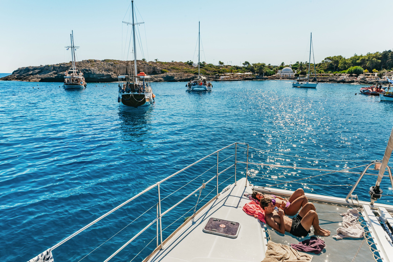 Rhodes: All-Inclusive Catamaran Cruise with Lunch and DrinksSailing Catamaran with 3 Swim Stops “Wind”