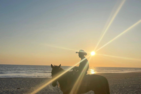 Sunset by Horse on the Beach
