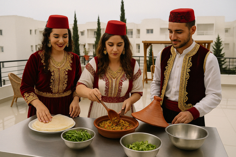 Hammamet Túnez: Taller culinario con traje tradicionalVestimenta y tradiciones : Taller culinario de inmersión