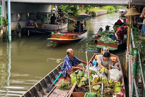 3 Hrs Tour en barco privado Mercado Flotante de Bangkok en barco plano