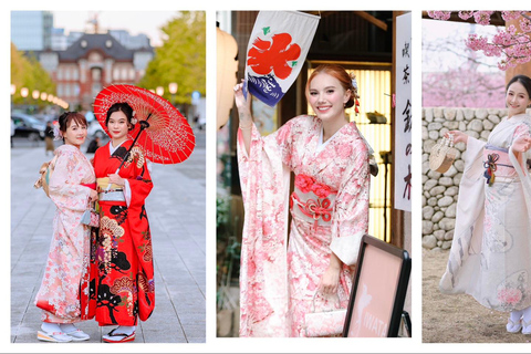 Tokyo: Asakusa Kimono Rental with Hairstyling and Makeup Kimono (Yukata) Experience Package (Men & Children Only)