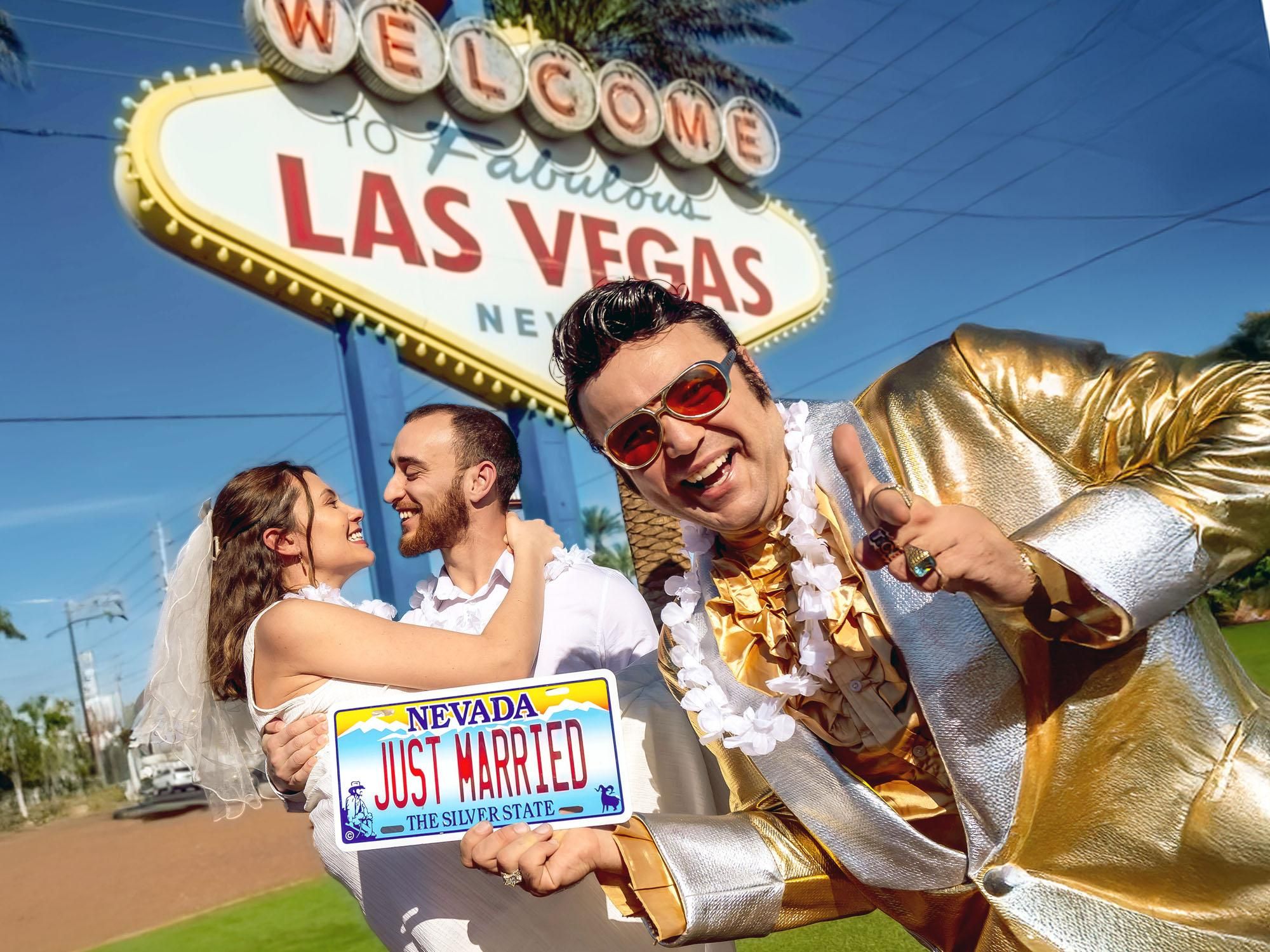 Las Vegas: Goldene Elvis-Gelübdeerneuerung oder Hochzeit am Welcome Sign