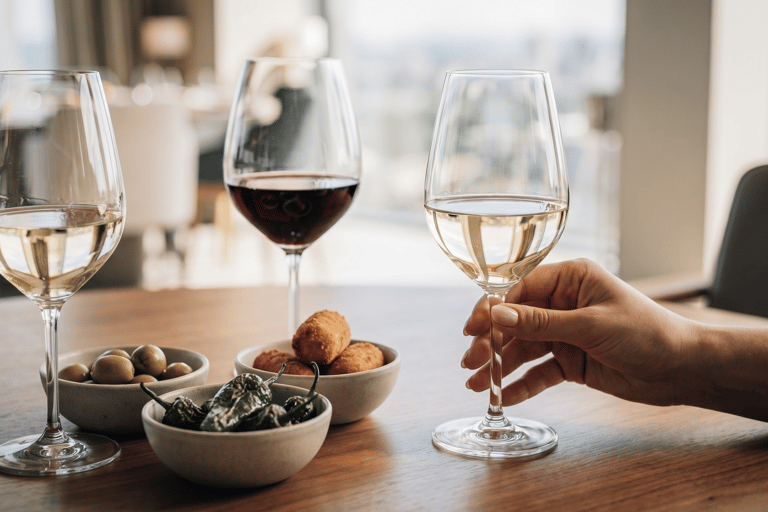 Gdańsk: Spanish wine tasting & tapas selection on 33rd floor
