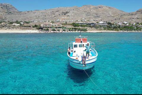 Lindos,Pefkos: Crucero en barco con natación y snorkel todo incluidoCrucero en barco desde Kiotari