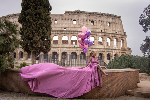 Flying dress photoshoot