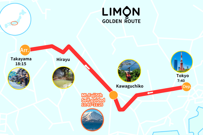 One-way Bus: Tokyo to Takayama One-way Bus: Tokyo to Takayama via Mt.Fuji 5th Station