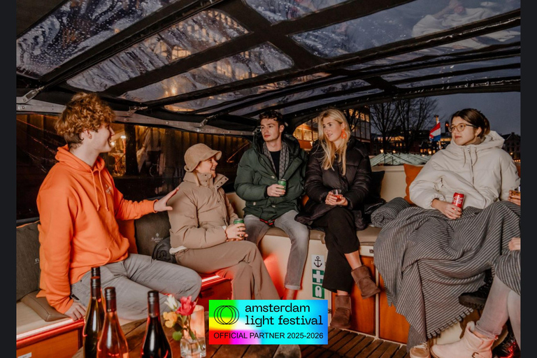 Amsterdam: Light Festival Cruise + Drinks & Snack option Light Festival Cruise - Unlimited Drinks + Small Bite (CS)