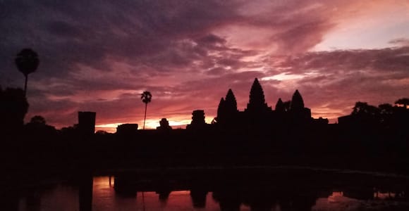 Sunrise at Angkor Wat with a sharing group