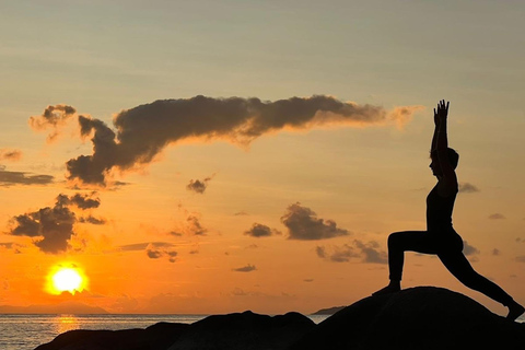 Praslin: Yoga class on the beach, in tune with nature Praslin: Sunset Yoga on the beach