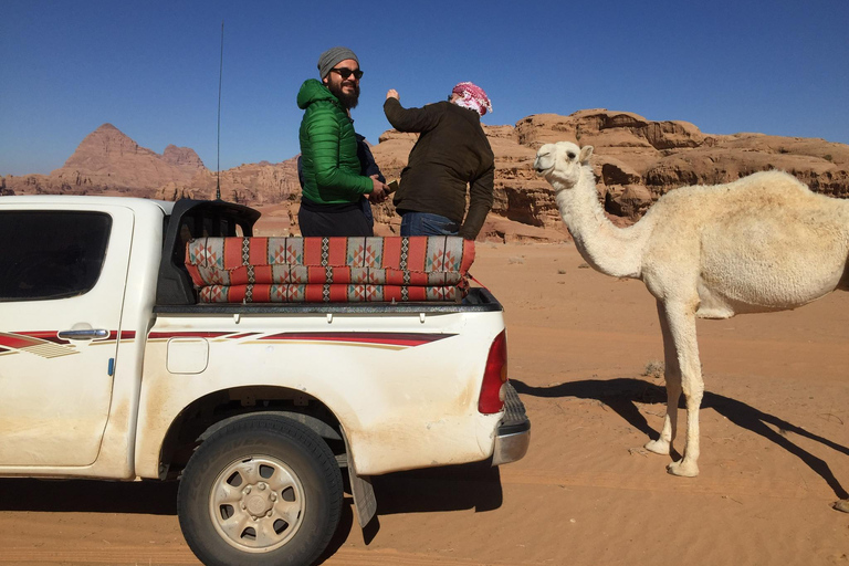 Wadi Rum: 4x4 Jeep Tour 6u met zonsondergang &amp; met overnachting