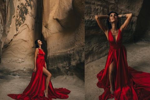 Cappadoce : Séance de photos au lever du soleil avec des robes volantes