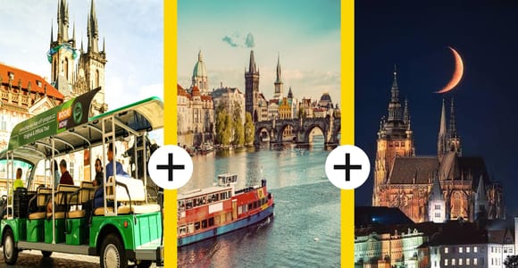 Prague: E-Bus Hop-On-Hop-Off, Castle & Vltava River Cruise