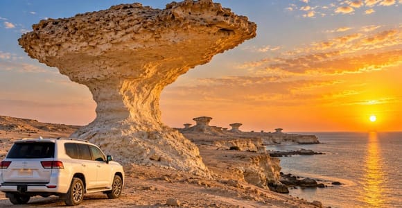 West Qatar tour to Richard Sierra sculpture,Umbrella Rock