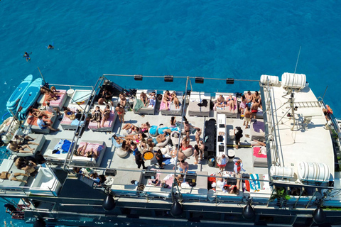 Ibiza: Formentera Boat with Open Bar, 3 meals & Sunset Party ADVANCE: Standard selection of food & open bar option