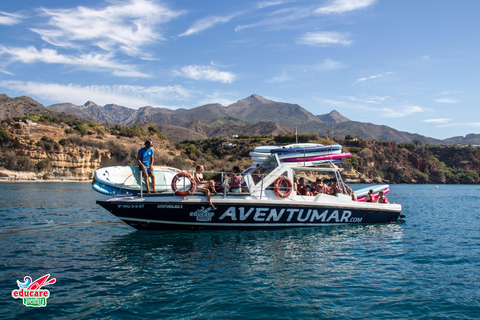 Nerja: Maro Waterfall Boat Trip with Paddleboarding & Drink