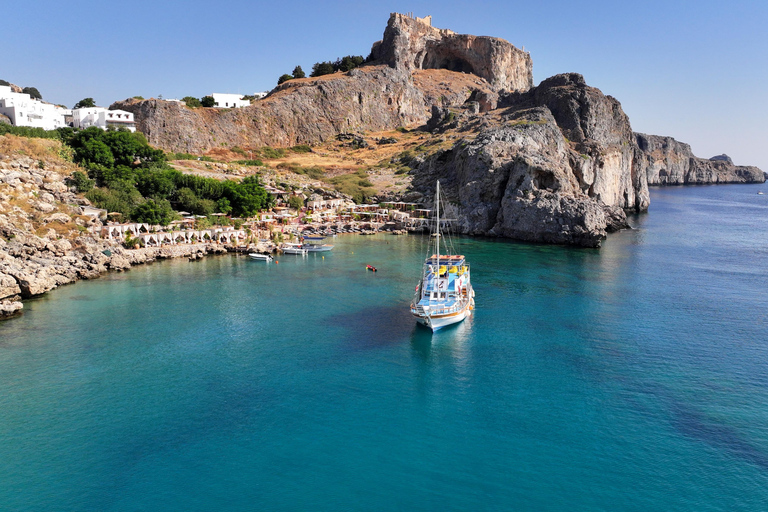 Lindos: Rhodes South-East Coast Cruise with Swim Stops Lindos: Rhodes South-East Coast Cruise with Transfer Service