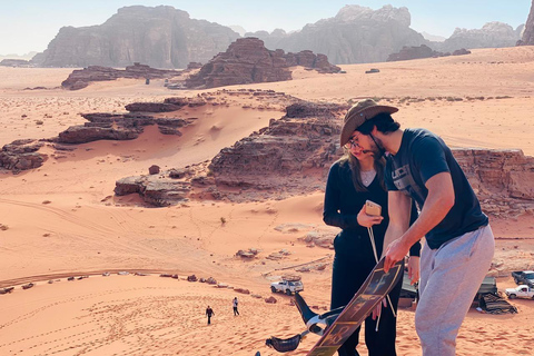Wadi Rum:Half a Day Tour Jeep Safari Camel Rid Sandboarding Sunset Tour : Jeep _Caml Tour _Sandboarding