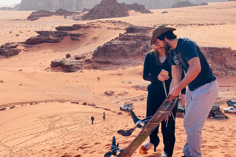 Wadi Rum:Half a Day Tour Jeep Safari Camel Rid Sandboarding Sunset Tour : Jeep _Caml Tour _Sandboarding